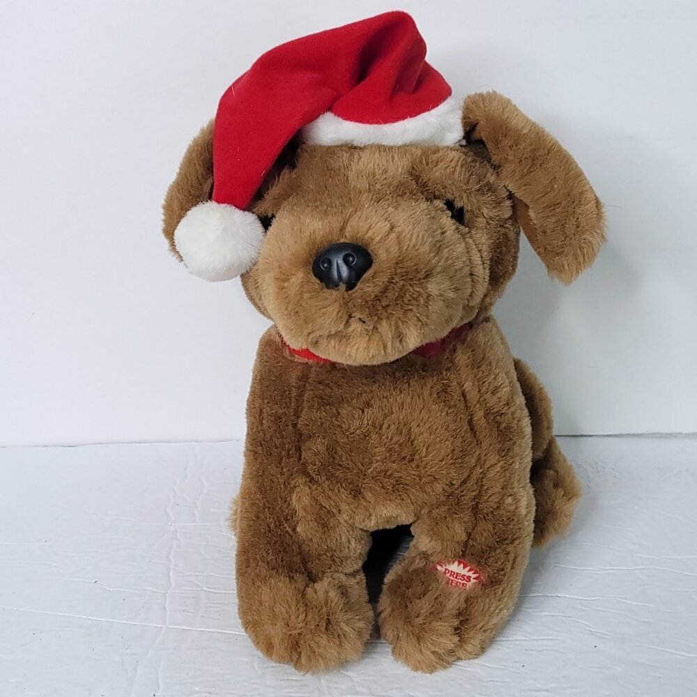 TB Trading Christmas Singing Santa Hat Labrador Puppy Dog Plush Works Vintage